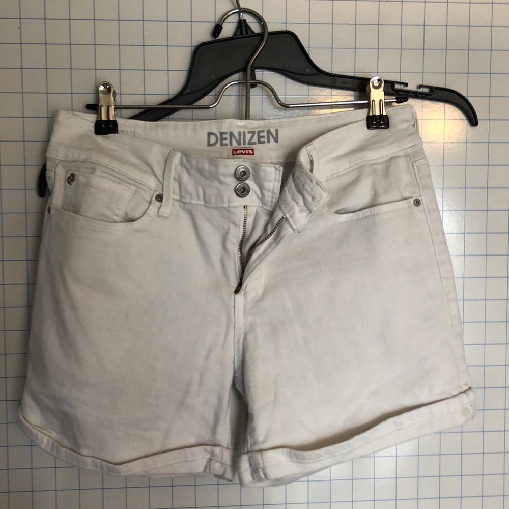 White denim shorts.